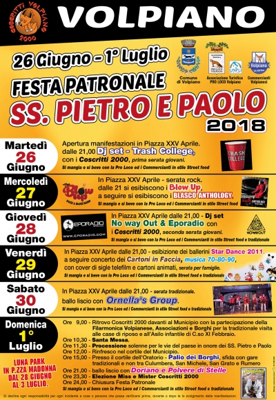 FESTA PATRONALE SS.PIETRO E PAOLO - VOLPIANO 2018