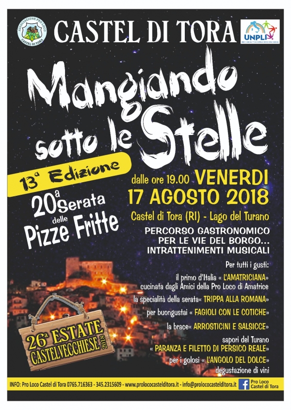13° MANGIANDO SOTTO LE STELLE - 20° SERATA DELLE PIZZE FRITTE DI CASTEL DI TORA
