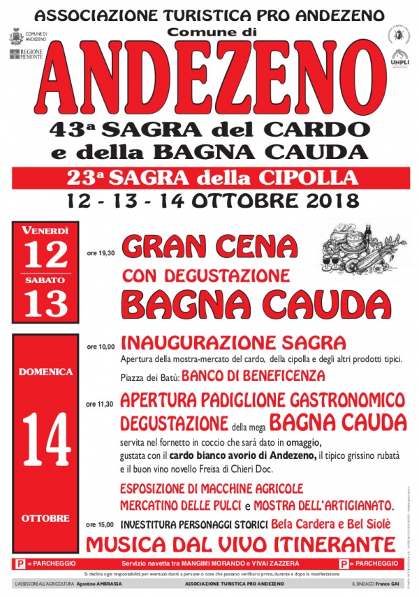 ANDEZENO 43° SAGRA DEL CARDO e della BAGNA CAUDA - 23° SAGRA DELLA CIPOLLA 