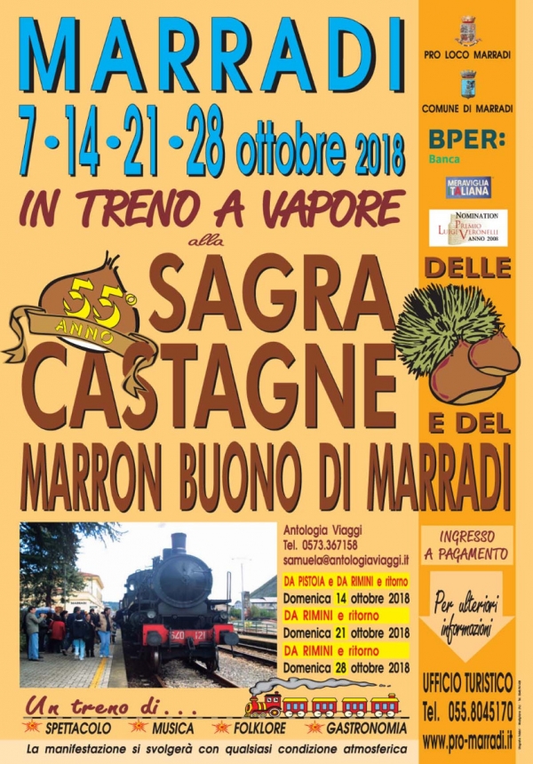 55° SAGRA DELLE CASTAGNE E DEL MARRON BUONO DI MARRADI  (anche in treno a vapore)