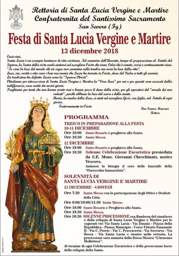 FESTA DI SANTA LUCIA VERGINE E MARTIRE a SAN SEVERO 2018
