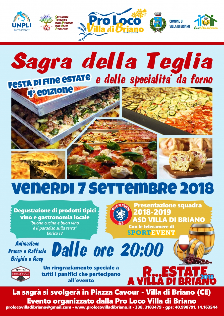 SAGRA DELLA TEGLIA - 4° FESTA DI FINE ESTATE a VILLA DI BRIANO
